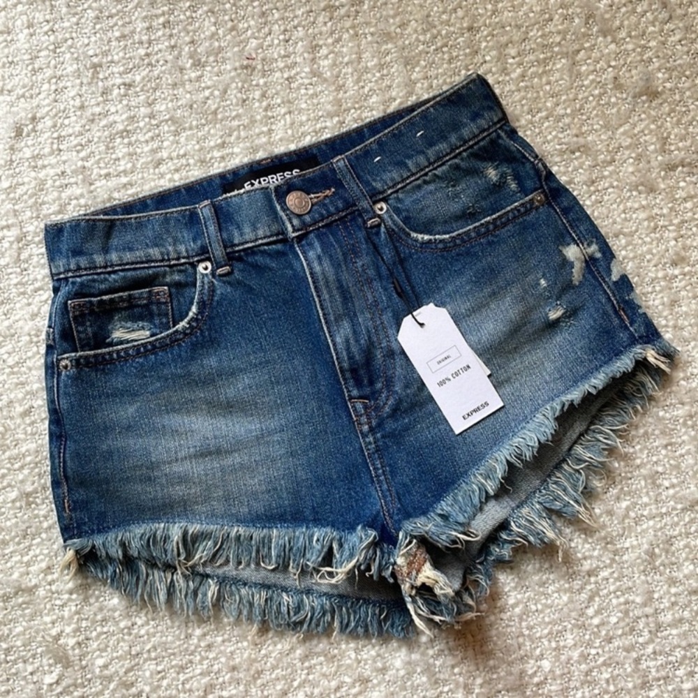 🍭 NWT EXPRESS SIZE 0 HIGH RISE CHEEKY DENIM SHORTS
